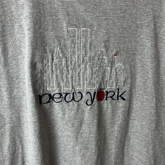 Vintage New York T Shirt Adult Gray Medium M Embroidered Tee - Picture 5 of 11